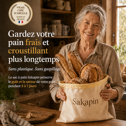 Sacs à pain premium 100 % coton et cire d’abeille