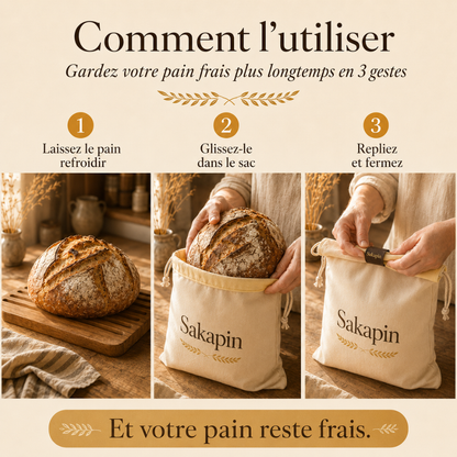 Sacs à pain premium 100 % coton et cire d’abeille